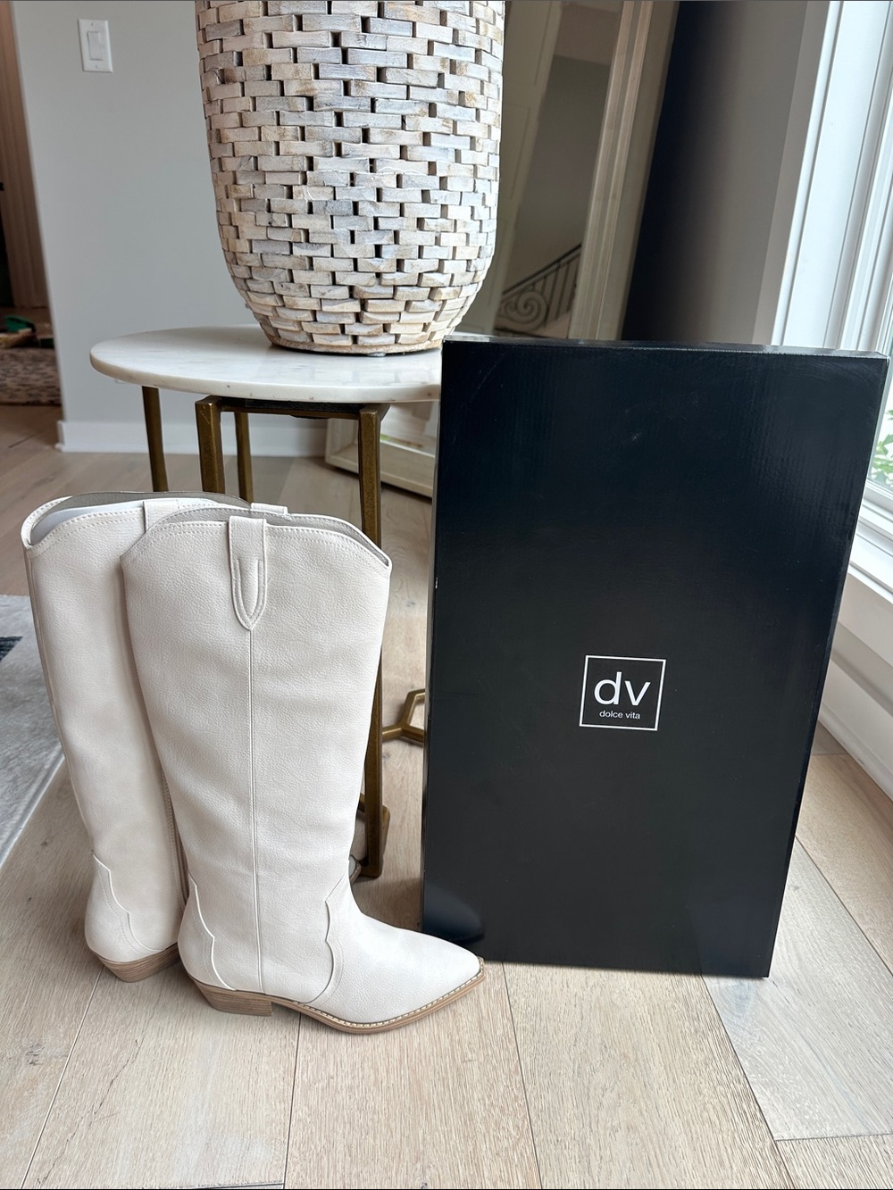Dolce Vita White Western Knee-High Boots